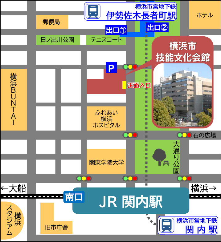 横浜市技能文化会館地図